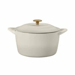 Tramontina 7 Qt Enameled Cast Iron Covered Tall Round Dutch Oven - Latte With Gold Knob 9 Tramontina 7 Qt Enameled Cast Iron Covered Tall Round Dutch Oven - Latte With Gold Knob -Deals Tramontina Store 80131357IXM001G