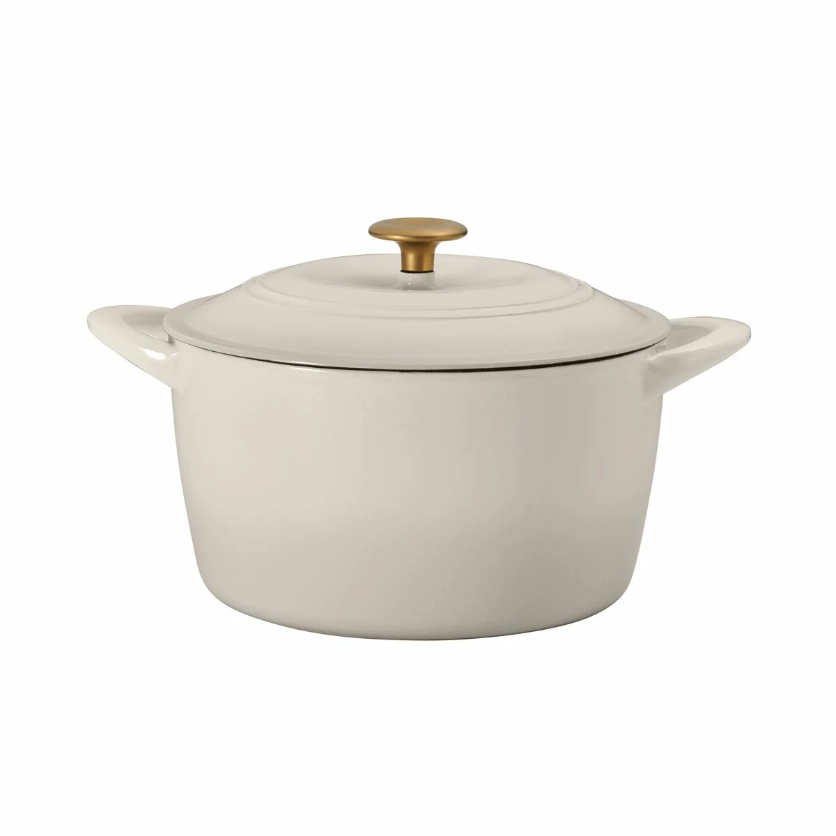 Tramontina 7 Qt Enameled Cast Iron Covered Tall Round Dutch Oven - Latte With Gold Knob 3 Tramontina 7 Qt Enameled Cast Iron Covered Tall Round Dutch Oven - Latte With Gold Knob - Image 3