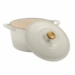 Tramontina 7 Qt Enameled Cast Iron Covered Tall Round Dutch Oven - Latte With Gold Knob 10 Tramontina 7 Qt Enameled Cast Iron Covered Tall Round Dutch Oven - Latte With Gold Knob -Deals Tramontina Store 80131357IXM002G