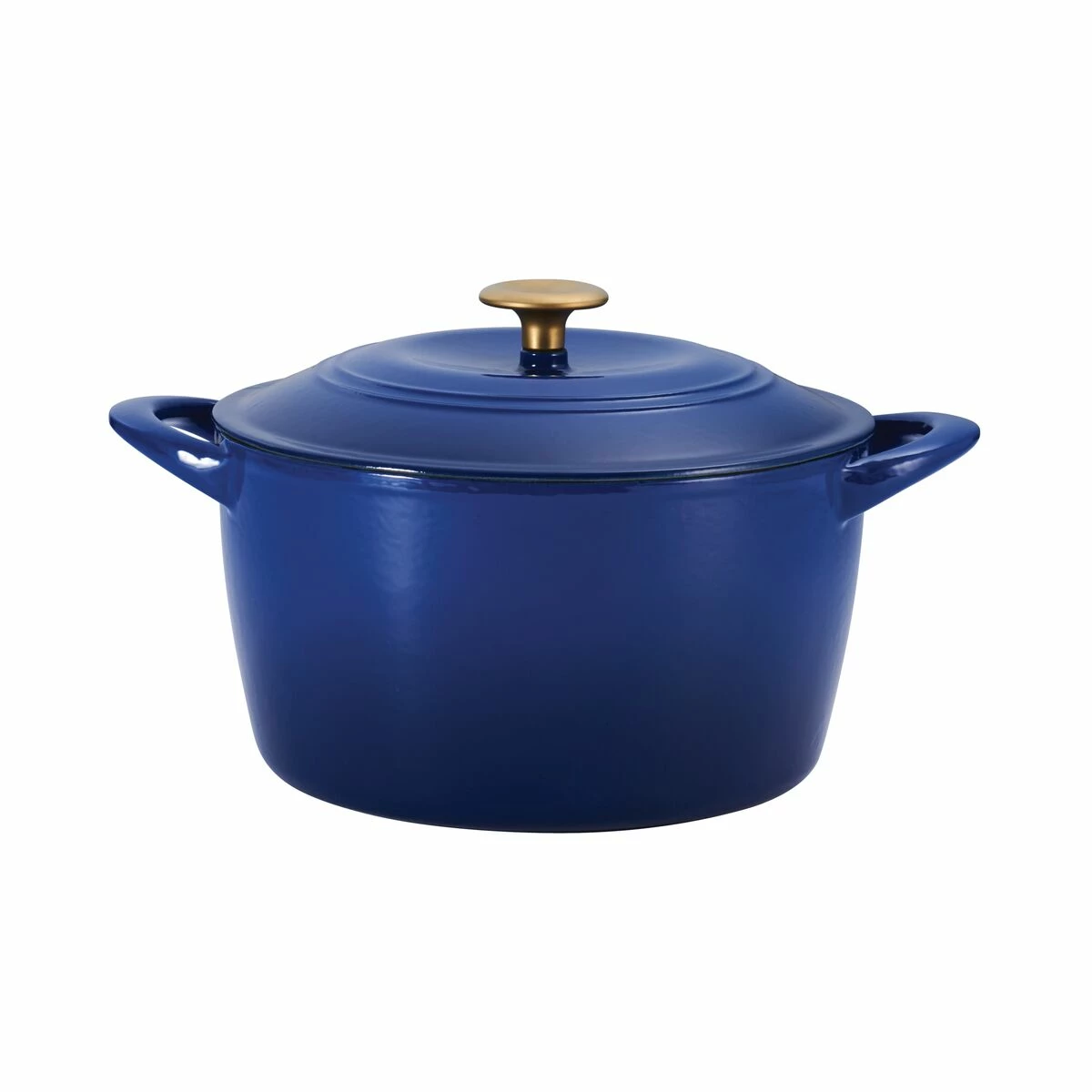 Tramontina 7 Qt Enameled Cast Iron Covered Tall Round Dutch Oven - Classic Blue With Gold Knob 3 Tramontina 7 Qt Enameled Cast Iron Covered Tall Round Dutch Oven - Classic Blue With Gold Knob - Image 3