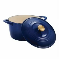 Tramontina 7 Qt Enameled Cast Iron Covered Tall Round Dutch Oven - Classic Blue With Gold Knob 10 Tramontina 7 Qt Enameled Cast Iron Covered Tall Round Dutch Oven - Classic Blue With Gold Knob -Deals Tramontina Store 80131359IXM002G