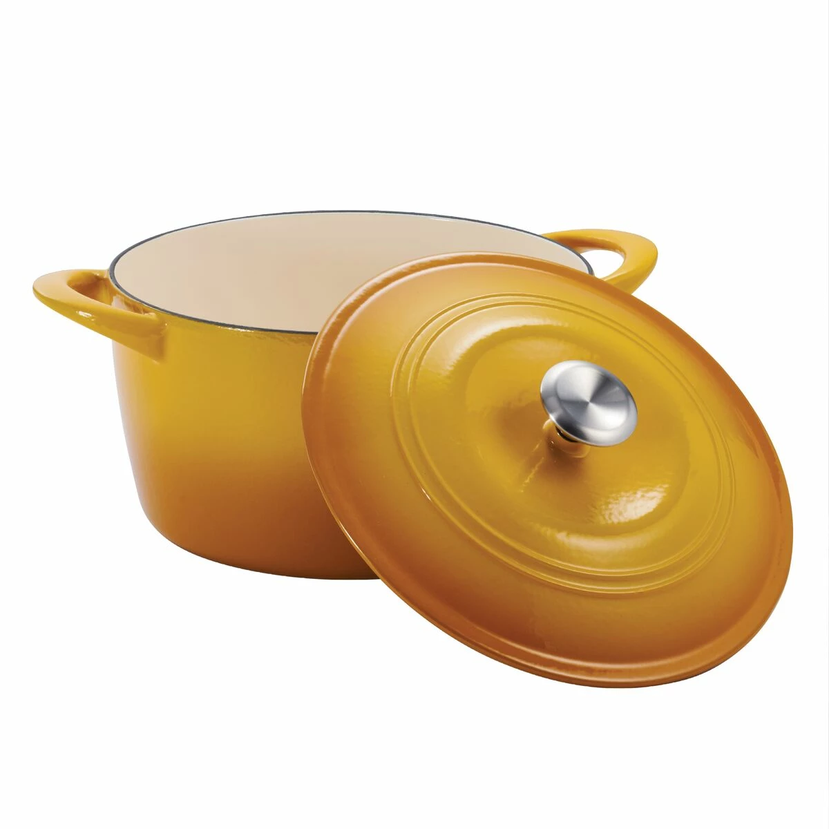 Tramontina 7 Qt Enameled Cast Iron Covered Tall Round Dutch Oven - Sunrise 4 Tramontina 7 Qt Enameled Cast Iron Covered Tall Round Dutch Oven - Sunrise - Image 4