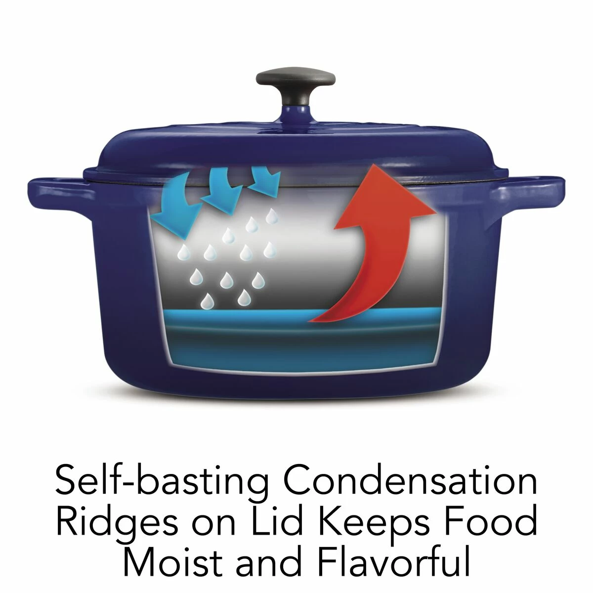 Tramontina 6.5 Qt Enameled Cast Iron Covered Dutch Oven - Gradated Blue 3 Tramontina 6.5 Qt Enameled Cast Iron Covered Dutch Oven - Gradated Blue - Image 3