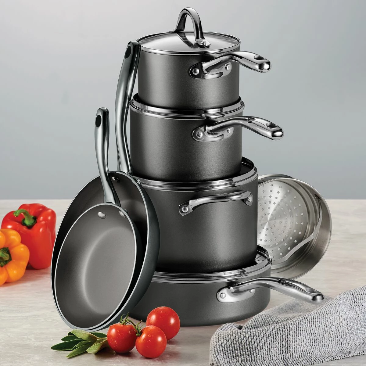 Tramontina 11 Pc Nonstick Cookware Set- Charcoal Gray 1 Tramontina 11 Pc Nonstick Cookware Set- Charcoal Gray