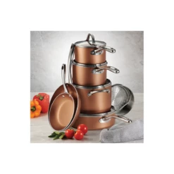Tramontina 11 Pc Aluminum Nonstick Cookware Set- Copper 16 Tramontina 11 Pc Aluminum Nonstick Cookware Set- Copper -Deals Tramontina Store 80143590ANM002G