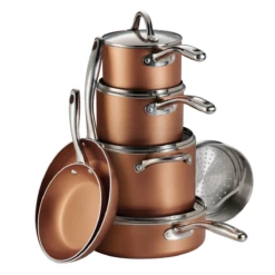 Deals Tramontina Store 45 Tramontina 11 Pc Aluminum Nonstick Cookware Set- Copper