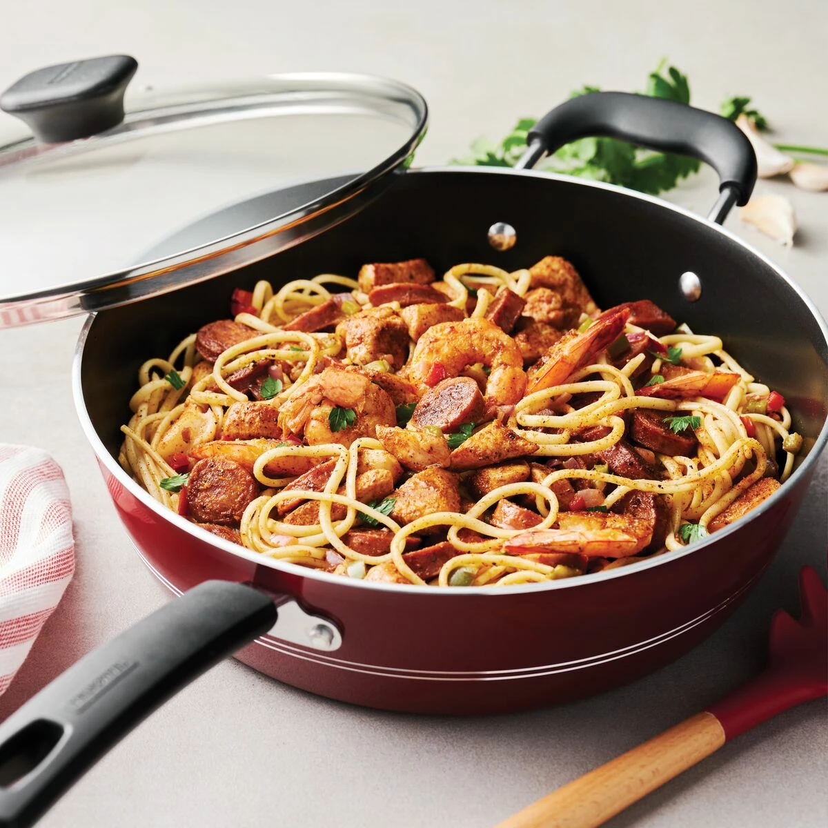 Tramontina Sicilia 4.5 Qt Aluminum Nonstick Covered Chef''s Pan - Raspberry 1 Tramontina Sicilia 4.5 Qt Aluminum Nonstick Covered Chef''s Pan - Raspberry