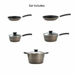 Tramontina Sicilia 8 Pc Aluminum Nonstick Cookware Set - Hazelnut -Deals Tramontina Store 80149057IXM002G