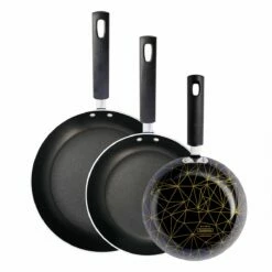 Tramontina 3 Pk Aluminum Nonstick Fry Pans - Black And Gold Pattern -Deals Tramontina Store 80149059IXM004G