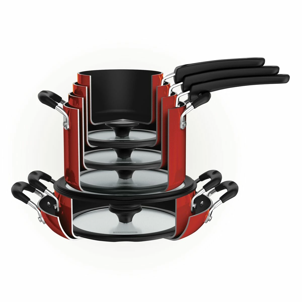 Tramontina Nesting 11 Pc Nonstick Cookware Set - Red 3 Tramontina Nesting 11 Pc Nonstick Cookware Set - Red - Image 3