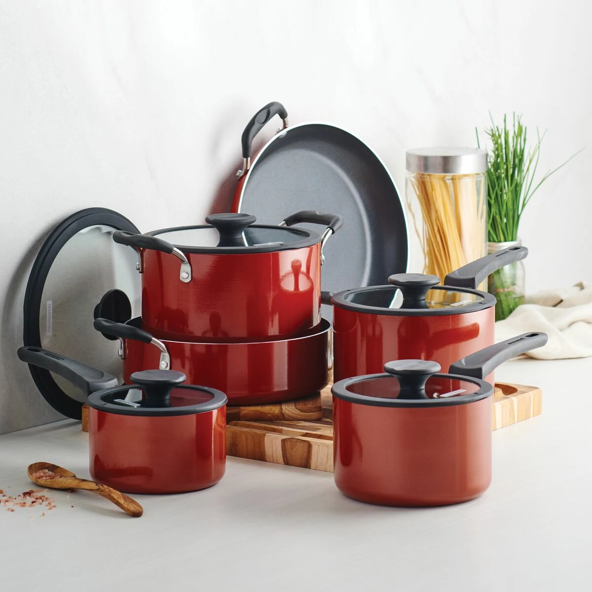 Tramontina Nesting 11 Pc Nonstick Cookware Set - Red 5 Tramontina Nesting 11 Pc Nonstick Cookware Set - Red - Image 5