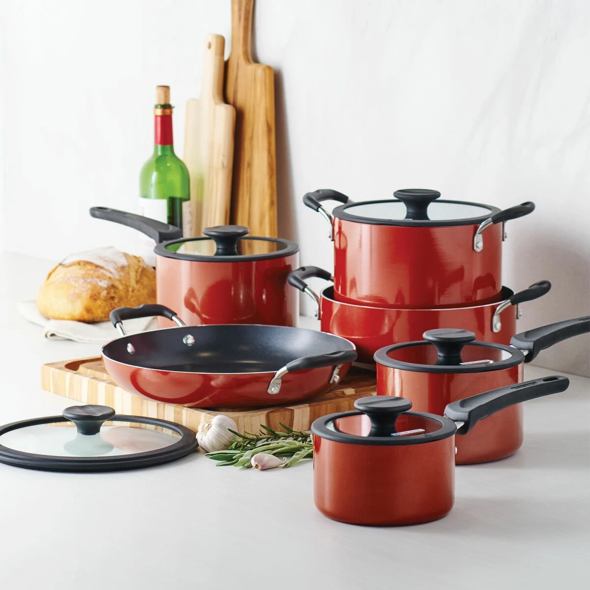 Tramontina Nesting 11 Pc Nonstick Cookware Set - Red 1 Tramontina Nesting 11 Pc Nonstick Cookware Set - Red