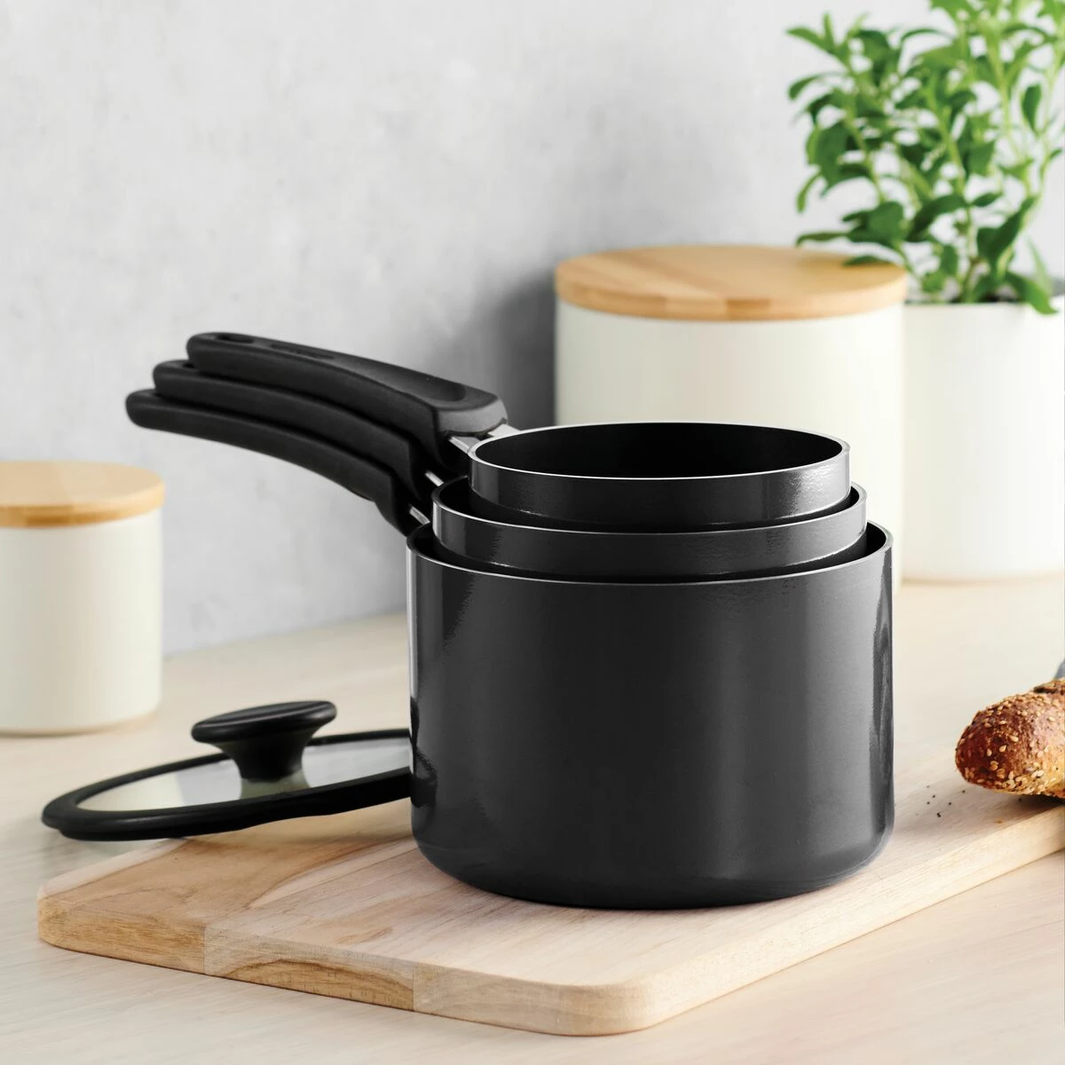 Tramontina Nesting 6 Pc Nonstick Sauce Pan Set - Gray 1 Tramontina Nesting 6 Pc Nonstick Sauce Pan Set - Gray