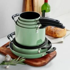 Tramontina 11 Pc Nonstick Nesting Cookware Set - Sage -Deals Tramontina Store 80156068IXM004G
