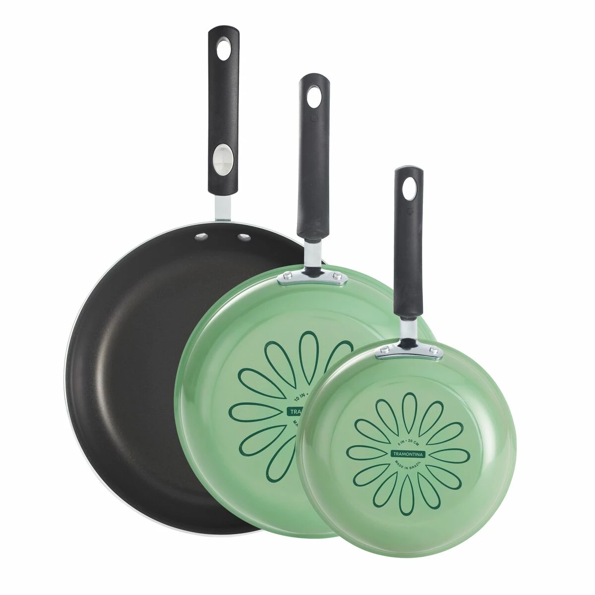 Tramontina 3 Pk Fry Pans - Metallic Sage Green 2 Tramontina 3 Pk Fry Pans - Metallic Sage Green - Image 2