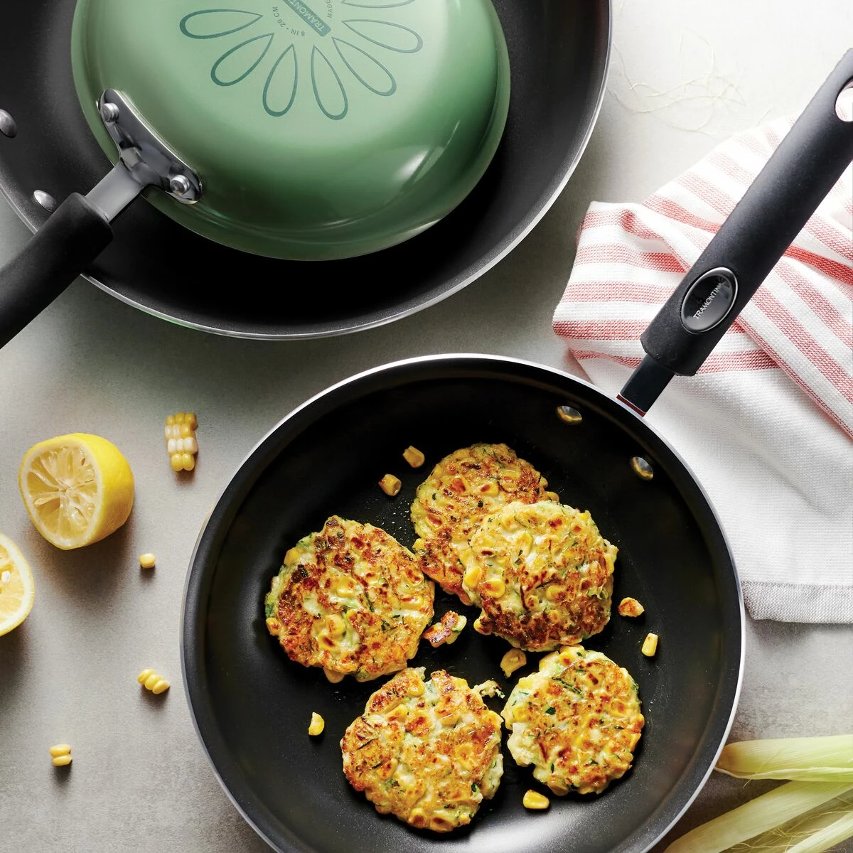 Tramontina 3 Pk Fry Pans - Metallic Sage Green 1 Tramontina 3 Pk Fry Pans - Metallic Sage Green