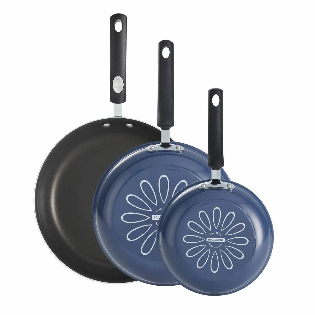 Tramontina 3 Pk Fry Pans - Metallic Medium Blue 2 Tramontina 3 Pk Fry Pans - Metallic Medium Blue - Image 2