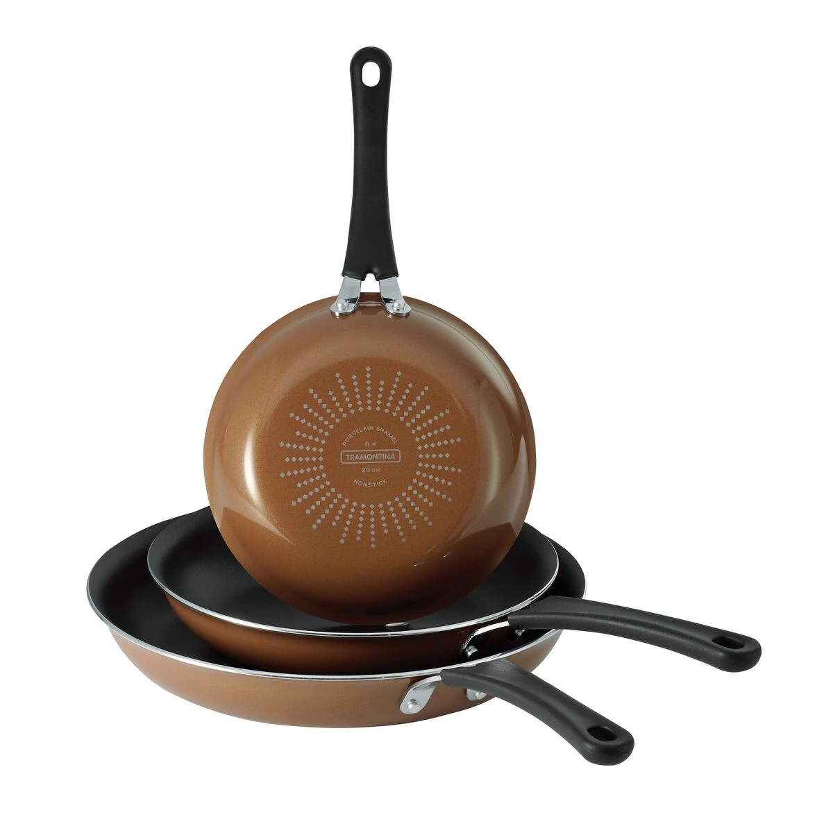 Tramontina 3 Pk Porcelain Enamel Fry Pans - Copper 2 Tramontina 3 Pk Porcelain Enamel Fry Pans - Copper - Image 2
