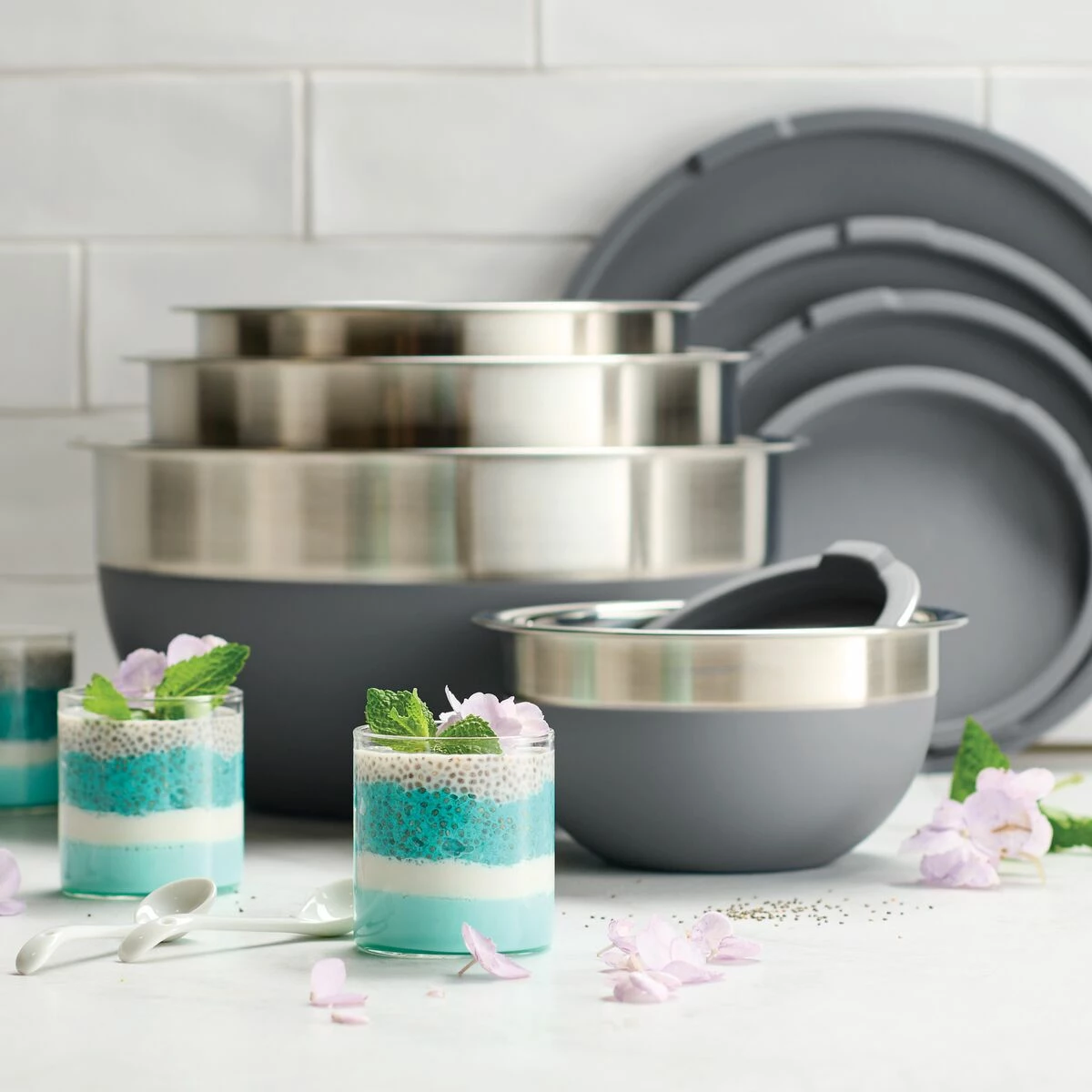 Tramontina 10 Pc Covered Stainless Steel And Silicone Mixing Bowl Set - Gray 1 Tramontina 10 Pc Covered Stainless Steel And Silicone Mixing Bowl Set - Gray