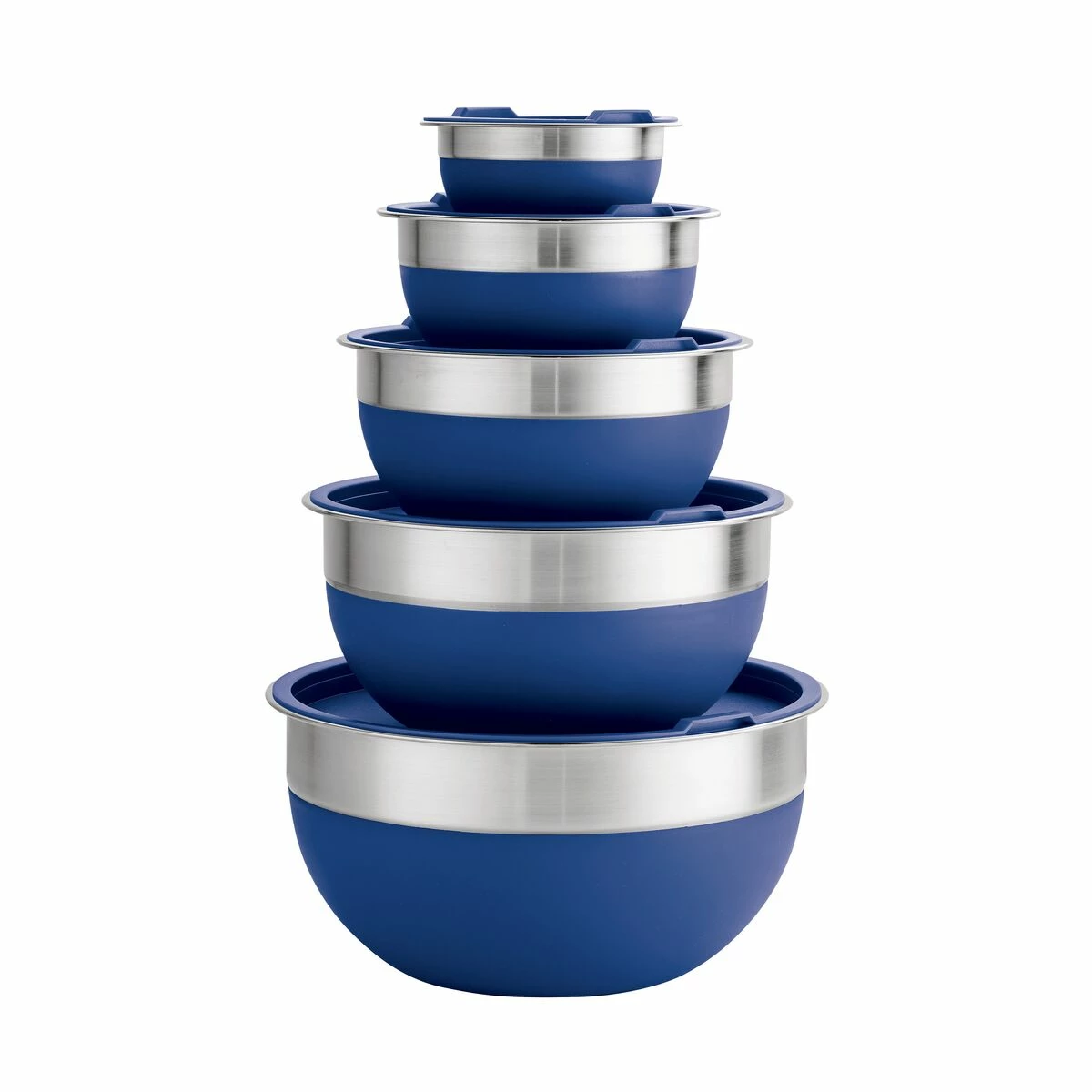 Tramontina 10 Pc Covered Stainless Steel And Silicone Mixing Bowl Set - Blue 2 Tramontina 10 Pc Covered Stainless Steel And Silicone Mixing Bowl Set - Blue - Image 2