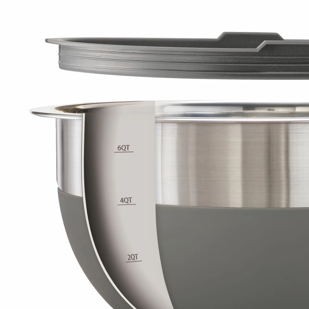 Tramontina 10 Pc Covered Stainless Steel And Silicone Mixing Bowl Set With Grating Tools - Charcoal Gray 8 Tramontina 10 Pc Covered Stainless Steel And Silicone Mixing Bowl Set With Grating Tools - Charcoal Gray - Image 8