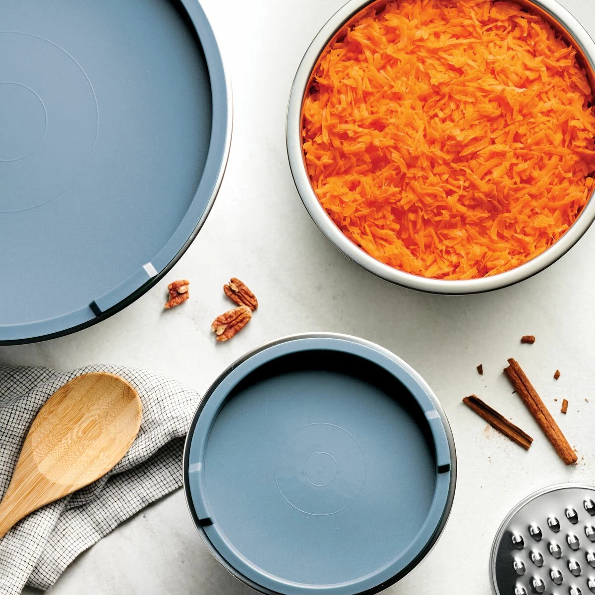 Tramontina 10 Pc Covered Stainless Steel And Silicone Mixing Bowl Set With Grating Tools - Blueberry Blue 8 Tramontina 10 Pc Covered Stainless Steel And Silicone Mixing Bowl Set With Grating Tools - Blueberry Blue - Image 8