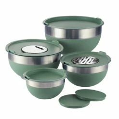 Tramontina 10 Pc Covered Stainless Steel And Silicone Mixing Bowl Set With Grating Tools - Sea Salt Green 12 Tramontina 10 Pc Covered Stainless Steel And Silicone Mixing Bowl Set With Grating Tools - Sea Salt Green -Deals Tramontina Store 80202047IXM001G