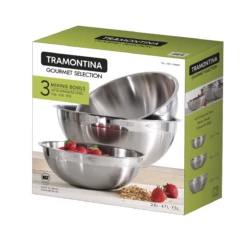 Tramontina 3 Pc Low Profile Stainless Steel Mixing Bowl Set 5 Tramontina 3 Pc Low Profile Stainless Steel Mixing Bowl Set -Deals Tramontina Store 80202531ANM001G