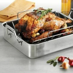 Tramontina Prima 16.5 In Stainless Steel Deep Roasting Pan - Includes Basting Grill & V-Rack