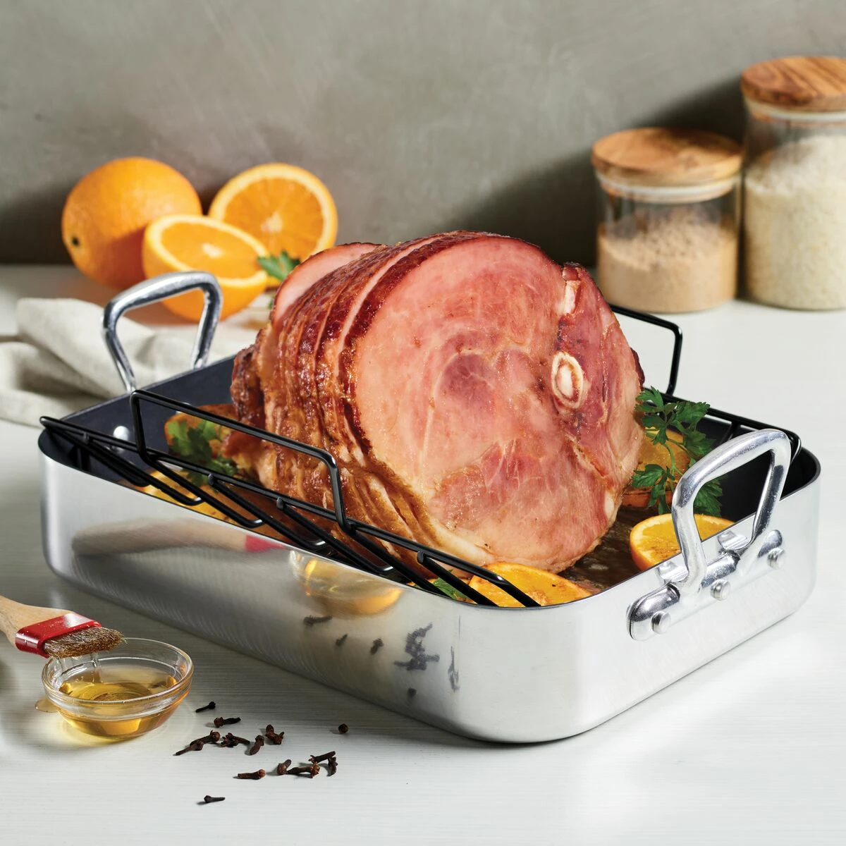 Tramontina 16 Inch Nonstick Roasting Pan With "V" Rack 1 Tramontina 16 Inch Nonstick Roasting Pan With "V" Rack