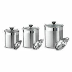 Tramontina 6 Pc Stainless Steel Covered Canister And Scoop Set 7 Tramontina 6 Pc Stainless Steel Covered Canister And Scoop Set -Deals Tramontina Store 80204012IXM001G