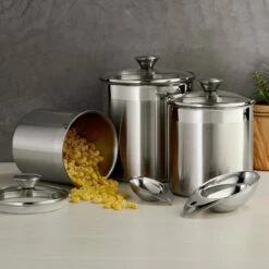 Tramontina 6 Pc Stainless Steel Covered Canister And Scoop Set
