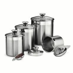 Tramontina 8 Pc Stainless Steel Covered Canister And Scoop Set 6 Tramontina 8 Pc Stainless Steel Covered Canister And Scoop Set -Deals Tramontina Store 80204527IXM001G