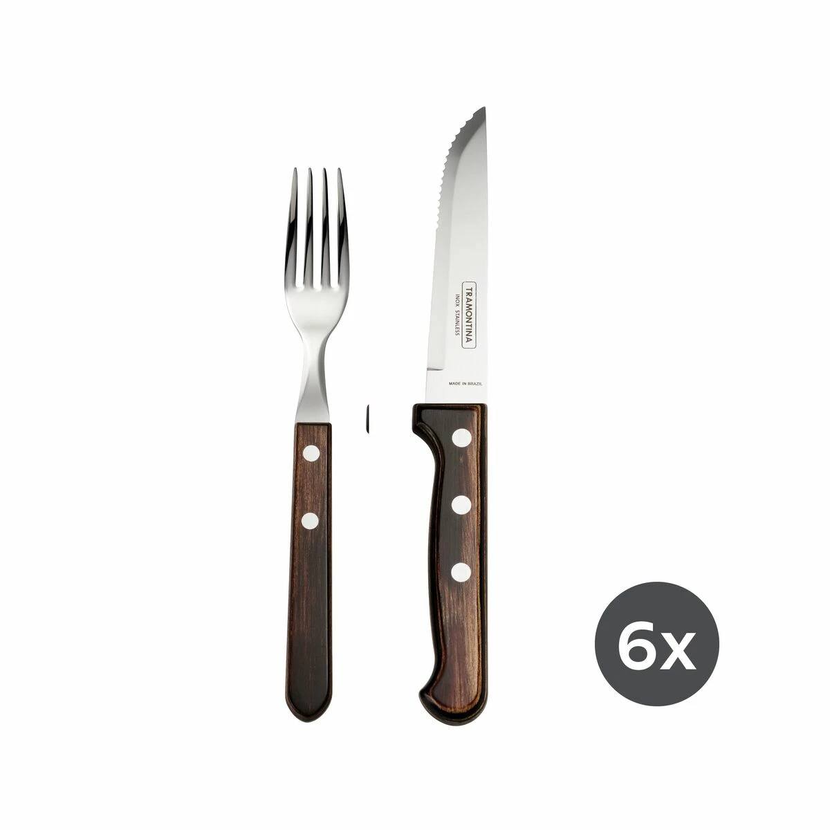 Tramontina Churrasco BBQ 12 Pc Polywood Fork And Steak Knife Set 3 Tramontina Churrasco BBQ 12 Pc Polywood Fork And Steak Knife Set - Image 3