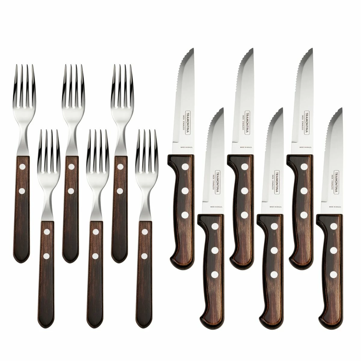 Tramontina Churrasco BBQ 12 Pc Polywood Fork And Steak Knife Set 2 Tramontina Churrasco BBQ 12 Pc Polywood Fork And Steak Knife Set - Image 2