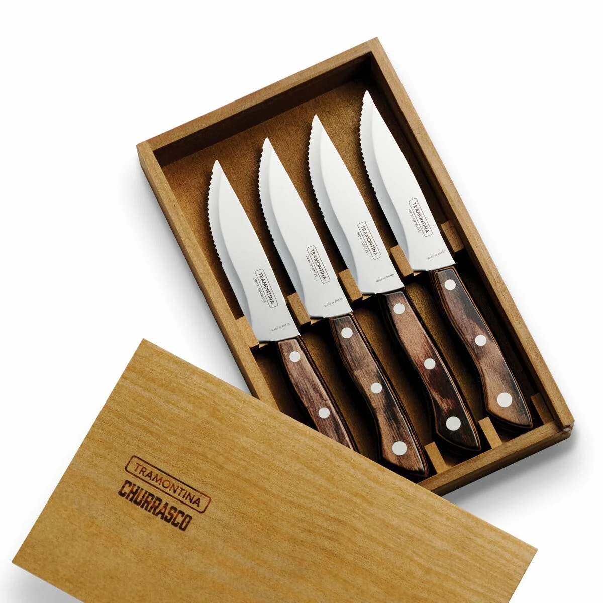 Tramontina Churrasco BBQ 4 Pc Porterhouse Steak Knife Set In Wood Gift Box 7 Tramontina Churrasco BBQ 4 Pc Porterhouse Steak Knife Set In Wood Gift Box - Image 7
