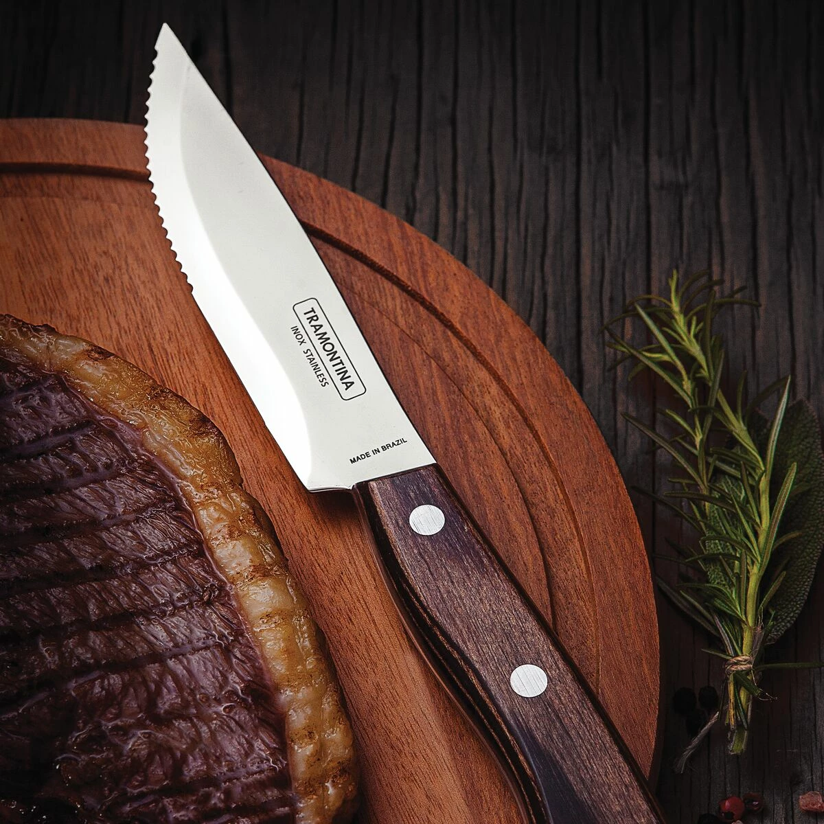 Tramontina Churrasco BBQ 4 Pc Porterhouse Steak Knife Set In Wood Gift Box 4 Tramontina Churrasco BBQ 4 Pc Porterhouse Steak Knife Set In Wood Gift Box - Image 4