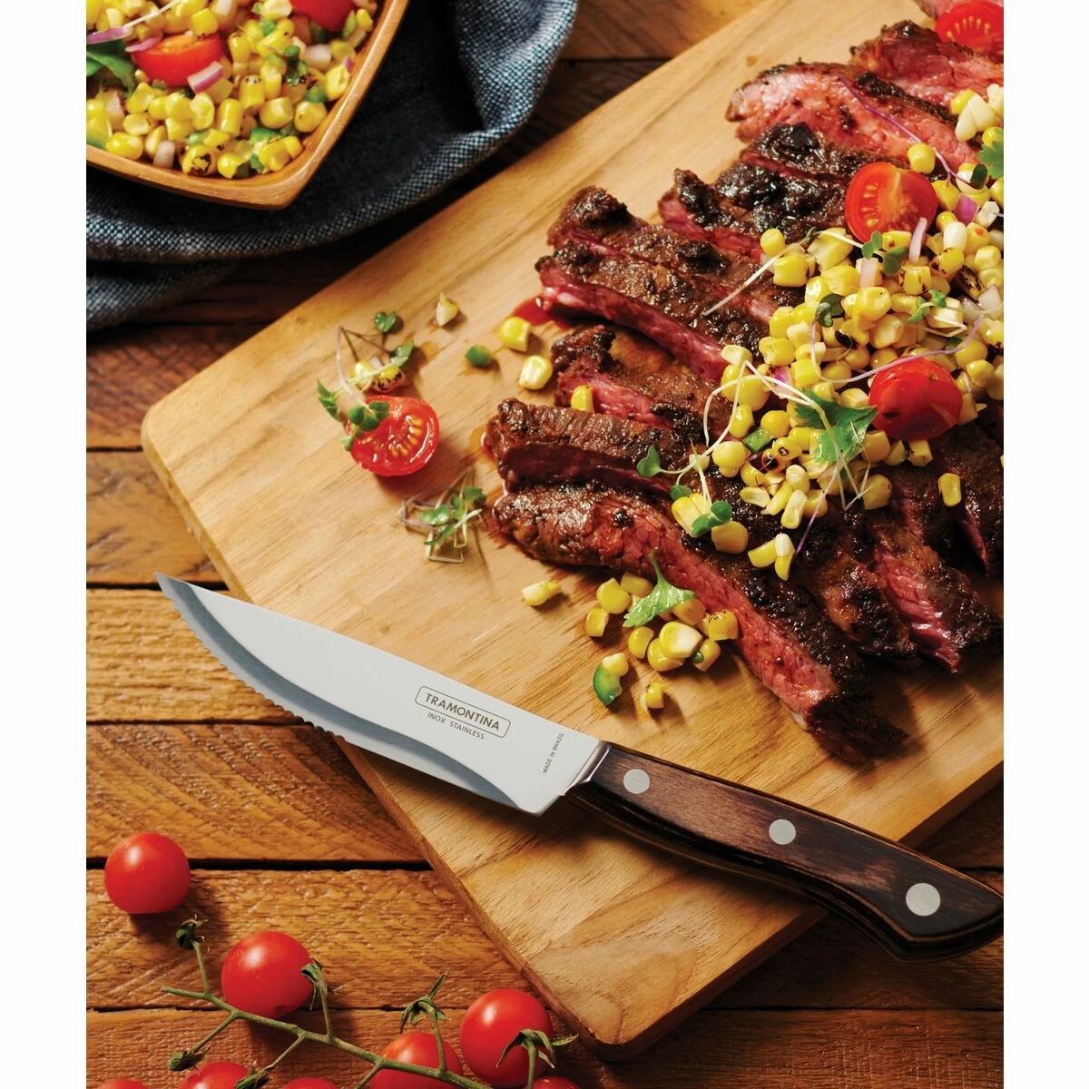Tramontina Churrasco BBQ 4 Pc Porterhouse Steak Knife Set In Wood Gift Box 1 Tramontina Churrasco BBQ 4 Pc Porterhouse Steak Knife Set In Wood Gift Box