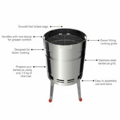 Tramontina 15.5 In Stainless Steel Round BBQ Charcoal Grill With Lid 15 Tramontina 15.5 In Stainless Steel Round BBQ Charcoal Grill With Lid -Deals Tramontina Store 80905033IXI001G