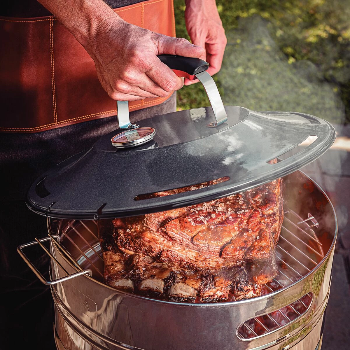 Tramontina 15.5 In Stainless Steel Round BBQ Charcoal Grill With Lid 12 Tramontina 15.5 In Stainless Steel Round BBQ Charcoal Grill With Lid - Image 12