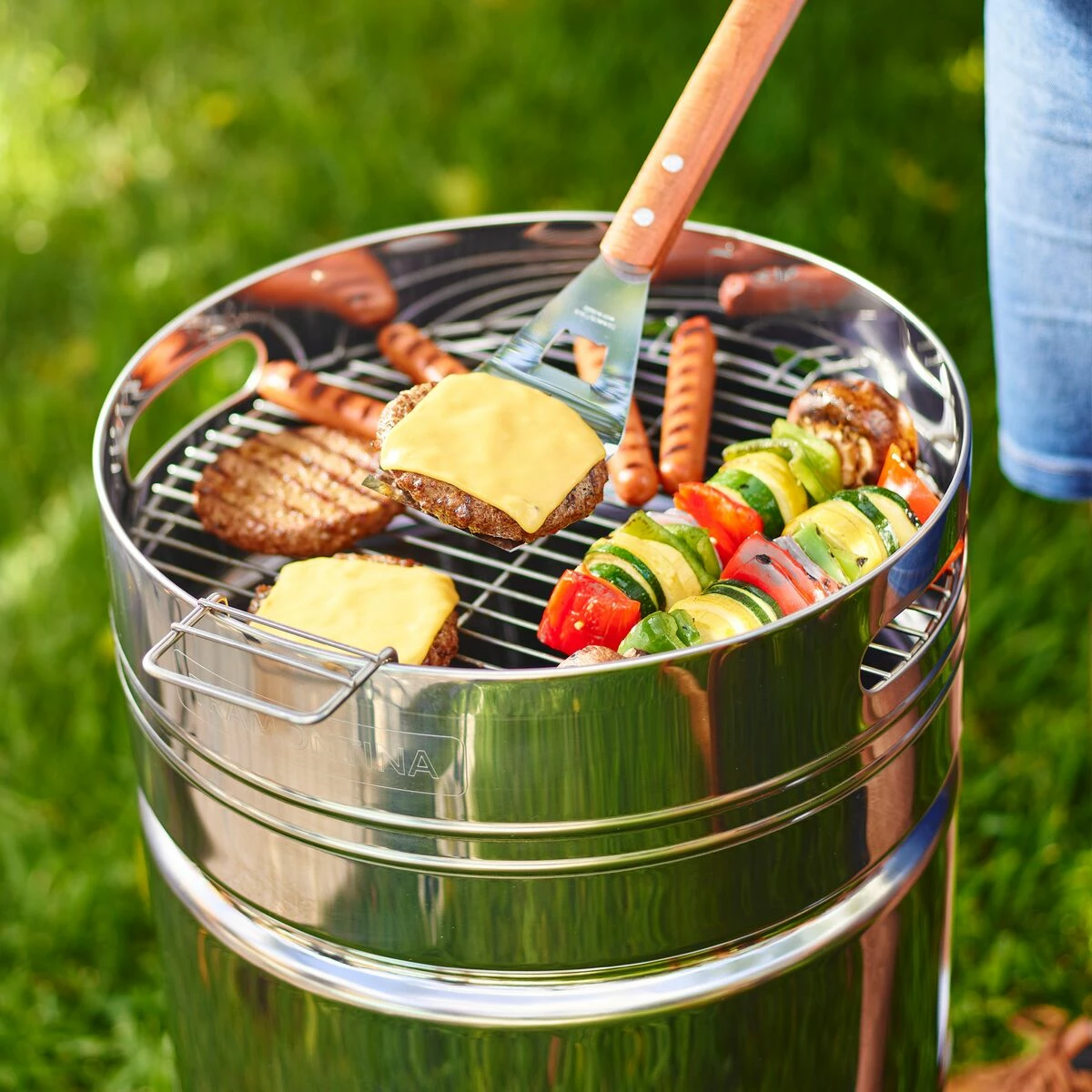 Tramontina 15.5 In Stainless Steel Round BBQ Charcoal Grill With Lid 1 Tramontina 15.5 In Stainless Steel Round BBQ Charcoal Grill With Lid