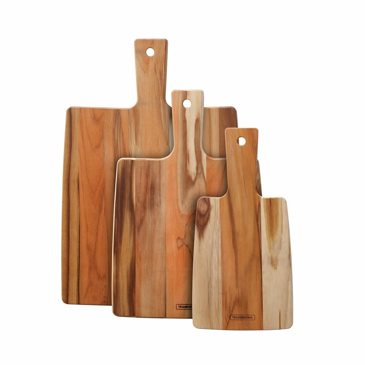 Tramontina 3 Pc Teak Wood "Cut & Taste" Kitchen Board Set With Handles 3 Tramontina 3 Pc Teak Wood "Cut & Taste" Kitchen Board Set With Handles - Image 3